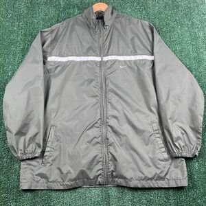 VTG Nike Side Swoosh Striped Full Zip Windbreaker Jacket Mens XL Olive Green 90s